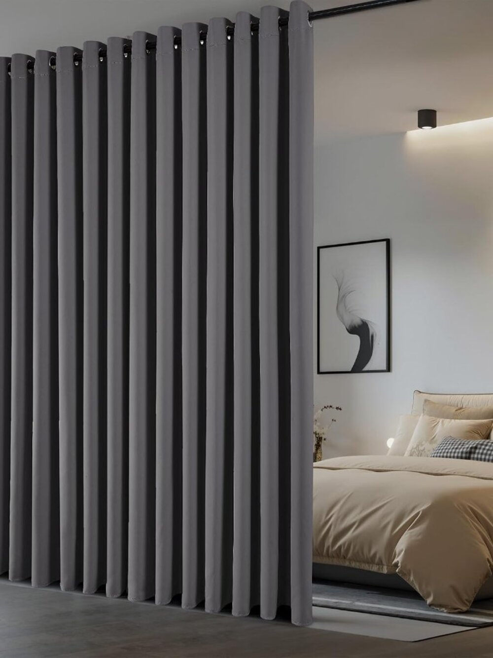 Gray Room Divider Curtain for Patio 100" Wide x 84" Long 1 Panel